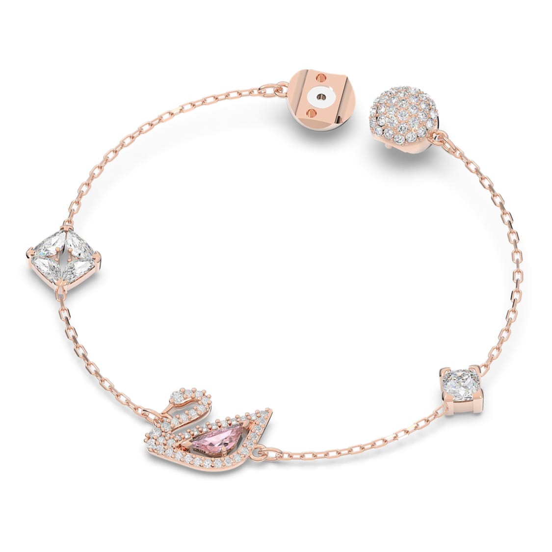 Swan bracelet, Swan, Pink, Rose gold-tone plated by SWAROVSKI