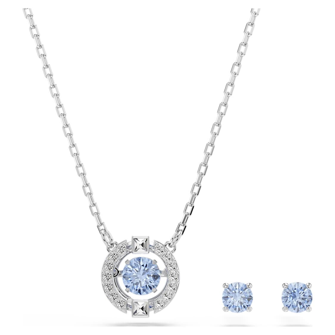 Una set, Round cut, Blue, Rhodium plated by SWAROVSKI