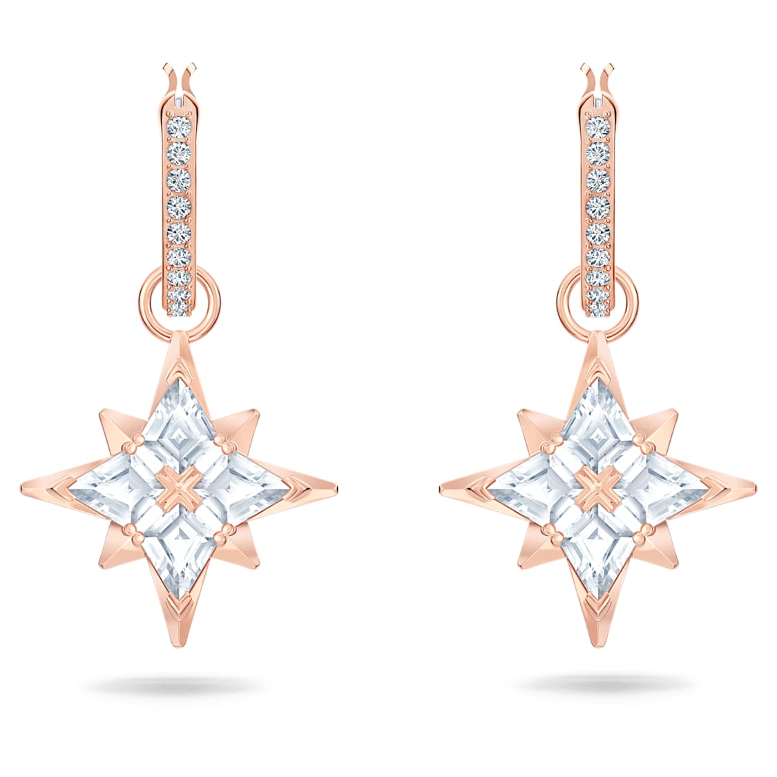 Symbolica drop earrings, Star, White, Rose gold-tone plated by SWAROVSKI