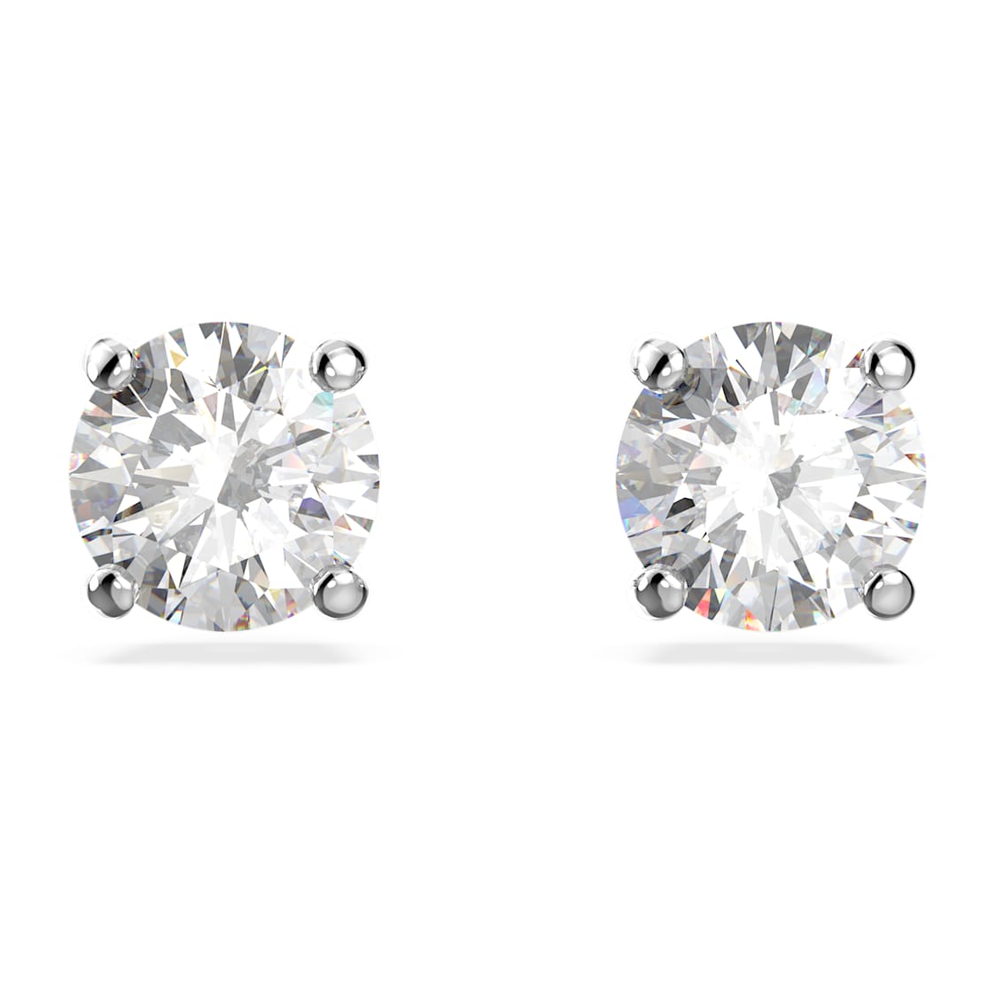 Stilla Attract stud earrings, Round cut, White, Rhodium plated by SWAROVSKI
