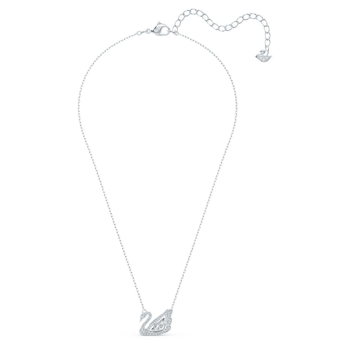 Swan necklace, Dancing swan, White, Rhodium plated by SWAROVSKI
