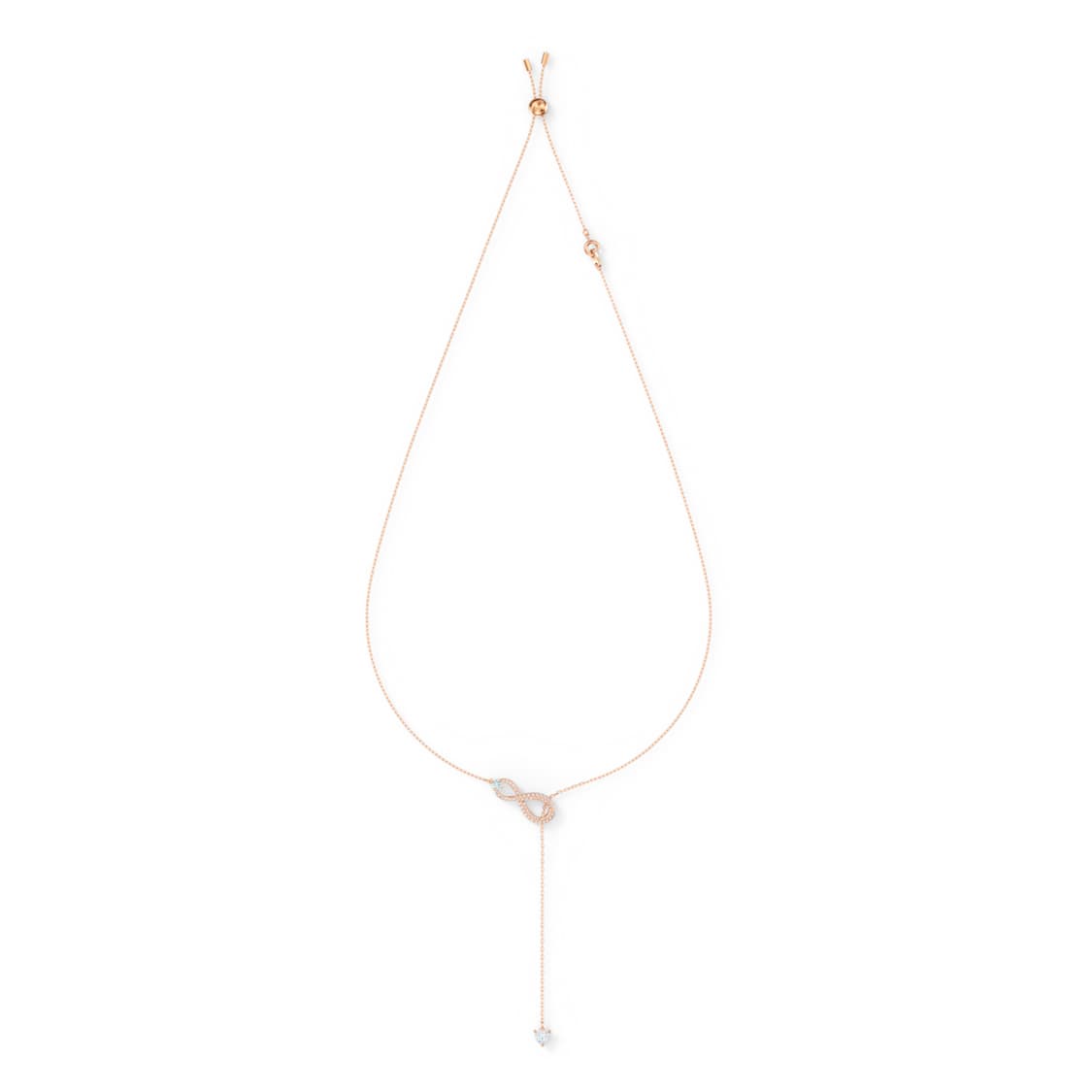Collana a Y Hyperbola, Infinito, Bianco, Finitura oro rosa 18K - Swarovski, 5521346
