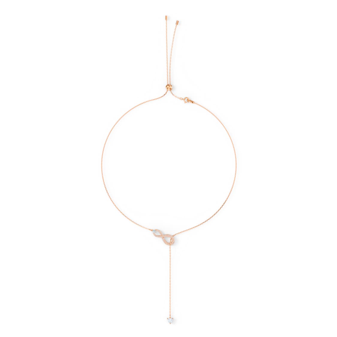 Hyperbola Y necklace, Infinity, White, Rose gold-tone plated by SWAROVSKI
