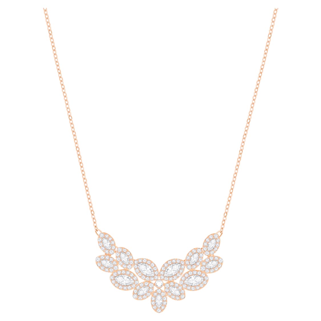 Baron necklace, Leaf, White, Rose gold-tone plated by SWAROVSKI
