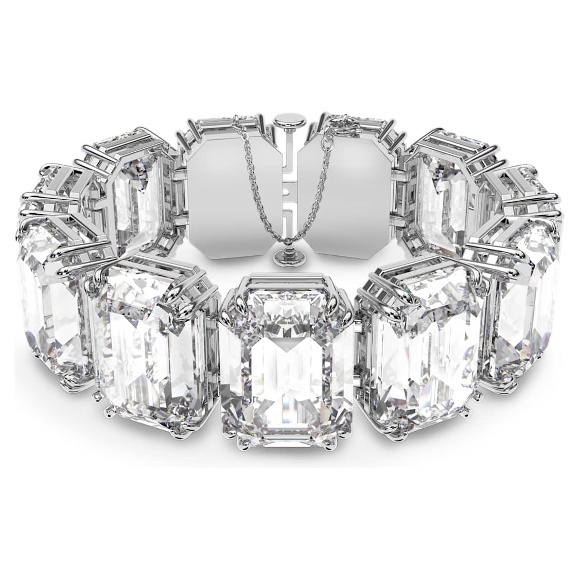 Millenia bracelet, Oversized crystals, Octagon cut, White, Rhodium plated by SWAROVSKI
