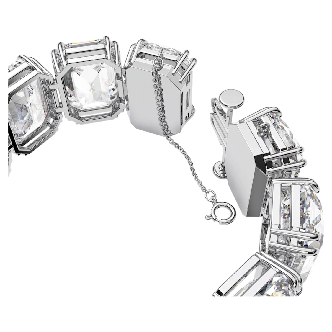 Millenia bracelet, Oversized crystals, Octagon cut, White, Rhodium plated by SWAROVSKI