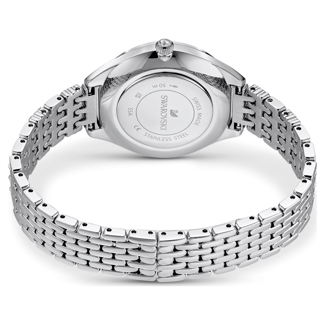 Attract watch, Swiss Made, Pavé, Metal bracelet, Silver Tone, Stainless steel by SWAROVSKI