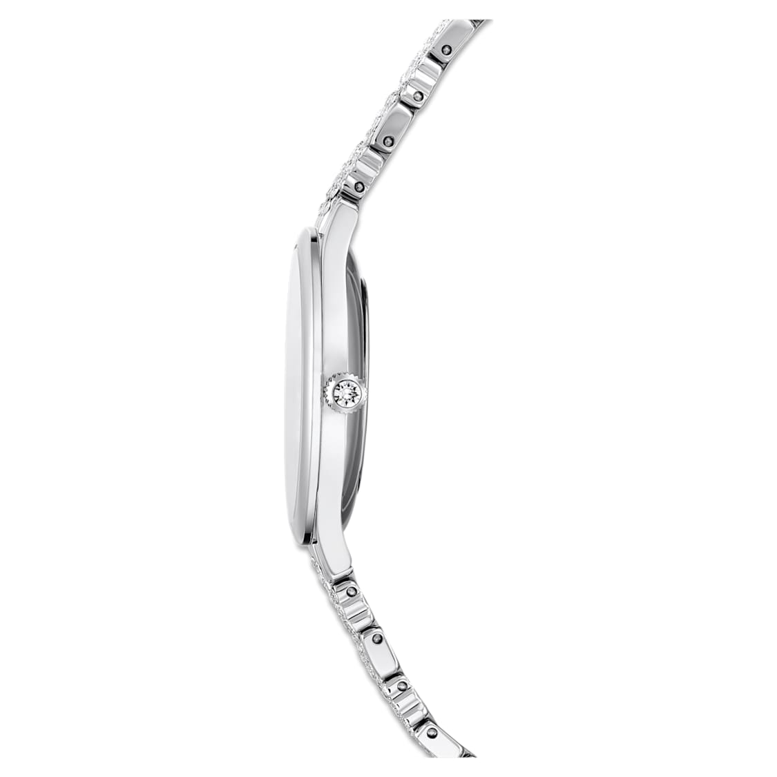 Attract watch, Swiss Made, Pavé, Metal bracelet, Silver Tone, Stainless steel by SWAROVSKI