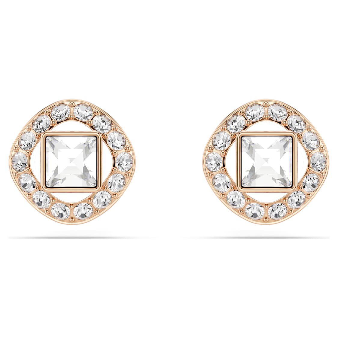 Angelic Square stud earrings, Square cut, White, Rose gold-tone plated by SWAROVSKI