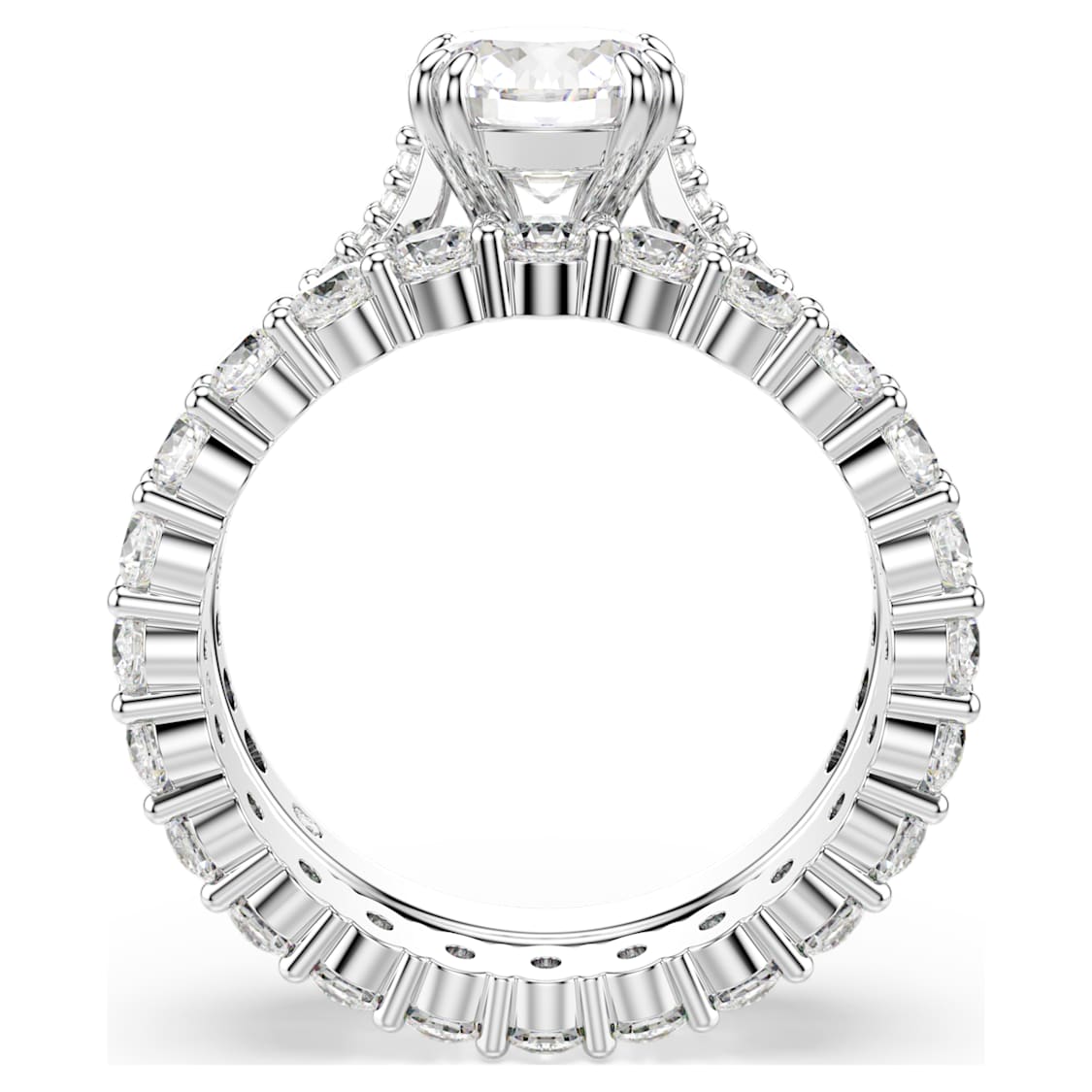 Stilla ring, Set (2), Round cut, White, Rhodium plated by SWAROVSKI