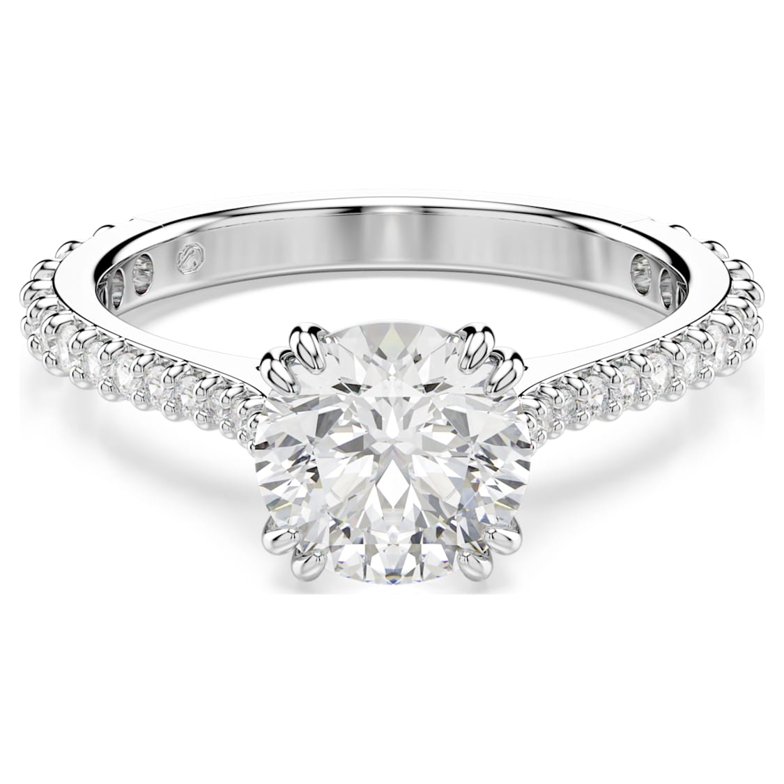 Stilla ring, Set (2), Round cut, White, Rhodium plated by SWAROVSKI