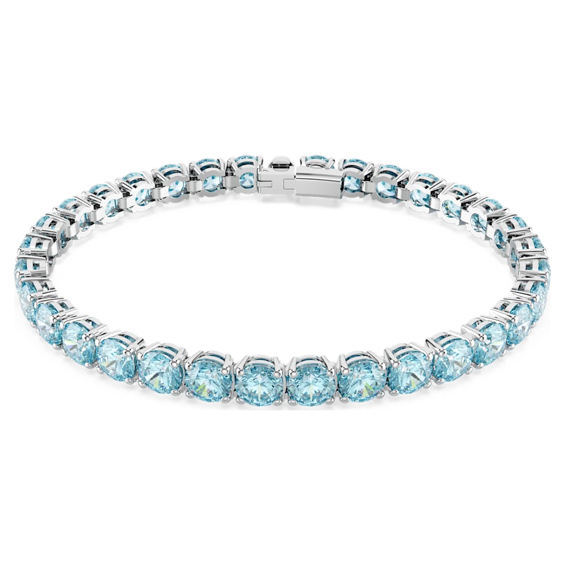 Matrix Tennis bracelet, Round cut, Blue, Rhodium plated - Swarovski, 5648927
