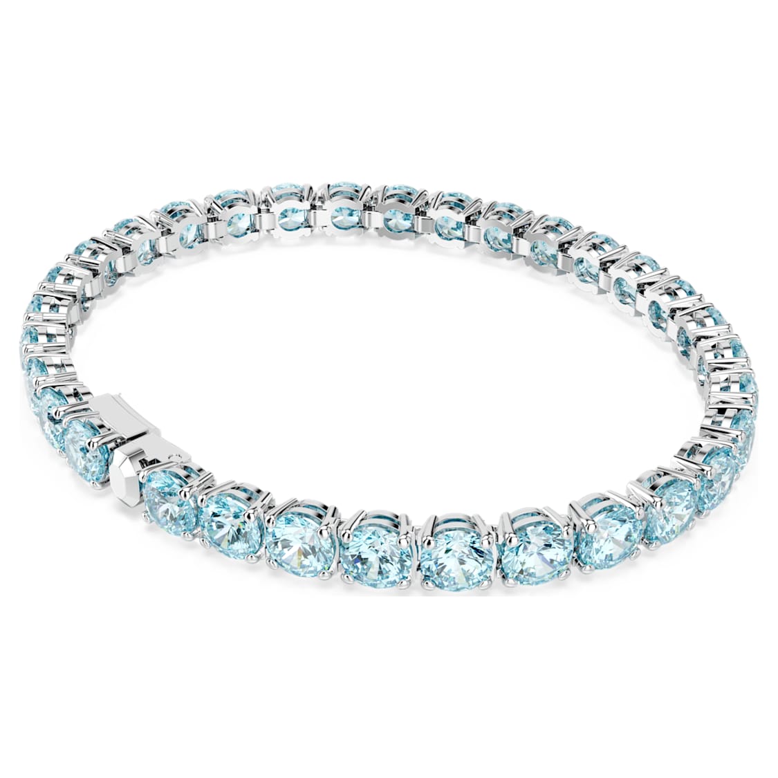 Matrix Tennis bracelet, Round cut, Blue, Rhodium plated - Swarovski, 5648927