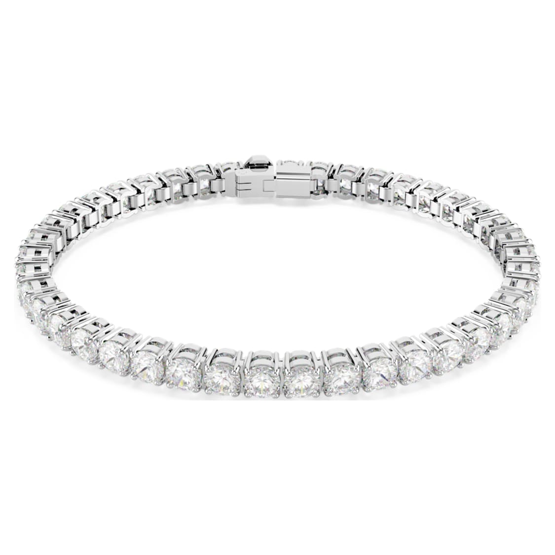 Bransoletka Matrix Tennis, Szlif okrągły, Biała, Powłoka z rodu - Swarovski, 5648936