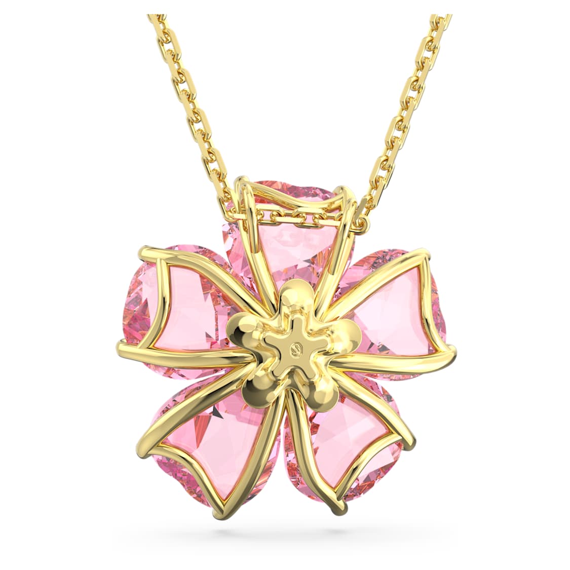 Idyllia necklace, Flower, Pink, Gold-tone plated by SWAROVSKI