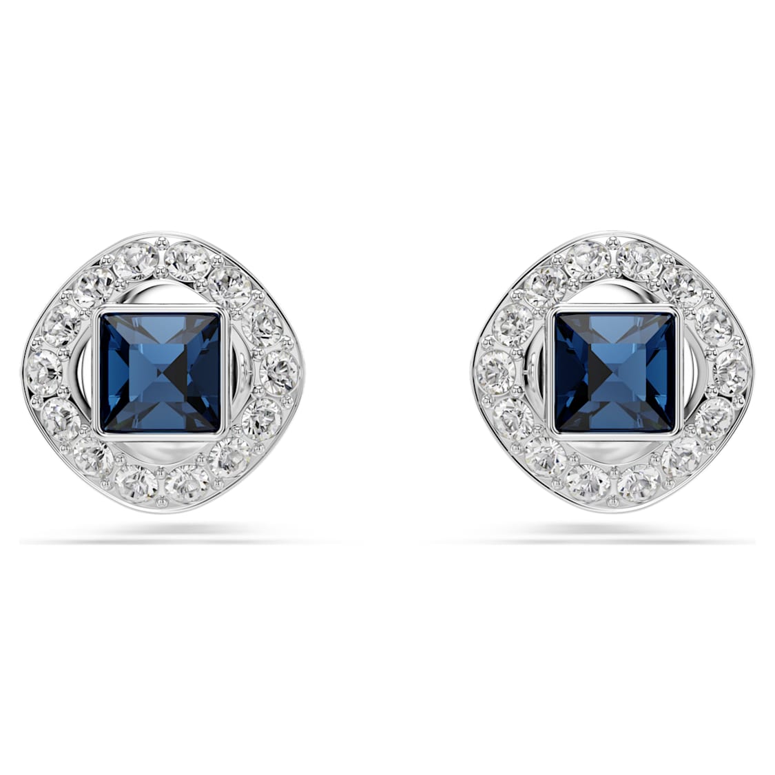 Una Angelic stud earrings, Square cut, Blue, Rhodium plated - Swarovski, 5662143