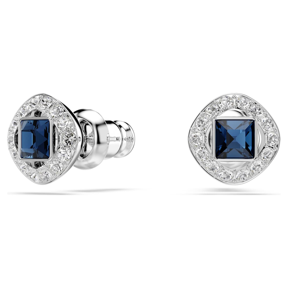 Una Angelic stud earrings, Square cut, Blue, Rhodium plated - Swarovski, 5662143