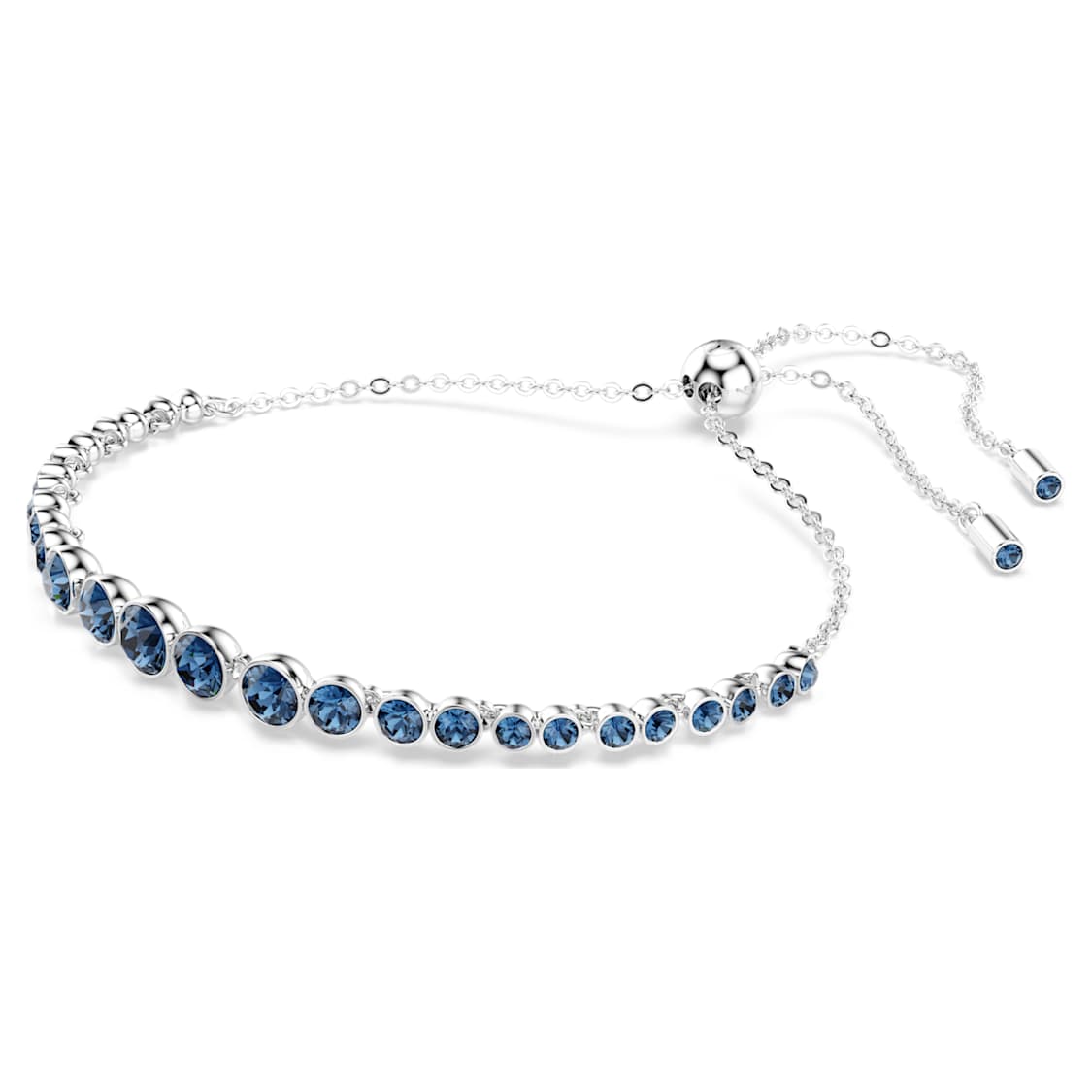 Imber Emily Tennis bracelet, Mixed round cuts, Blue, Rhodium plated by SWAROVSKI