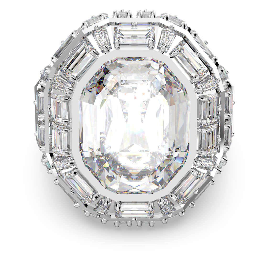 Mesmera cocktail ring, Octagon cut, White, Rhodium plated by SWAROVSKI