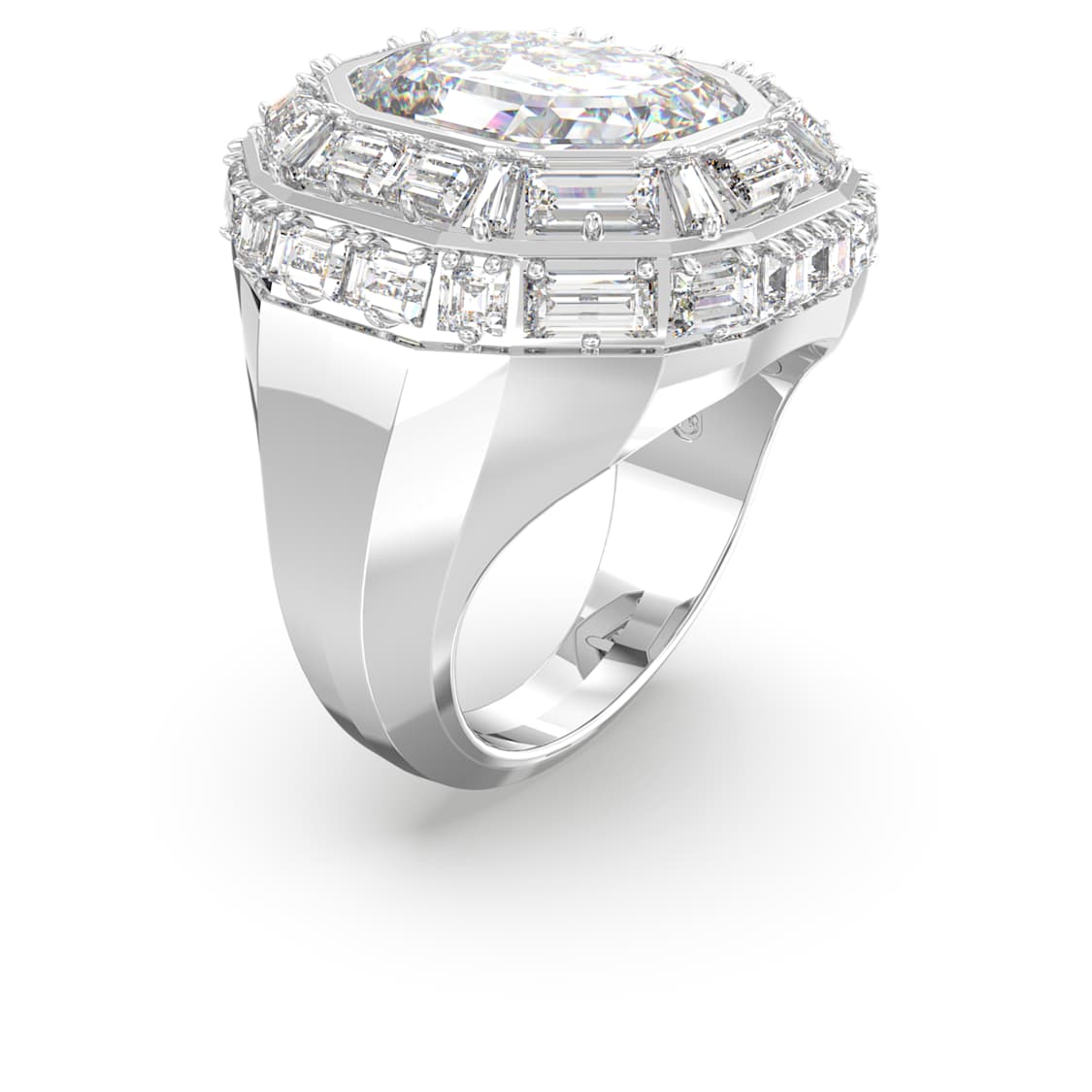Mesmera cocktail ring, Octagon cut, White, Rhodium plated by SWAROVSKI