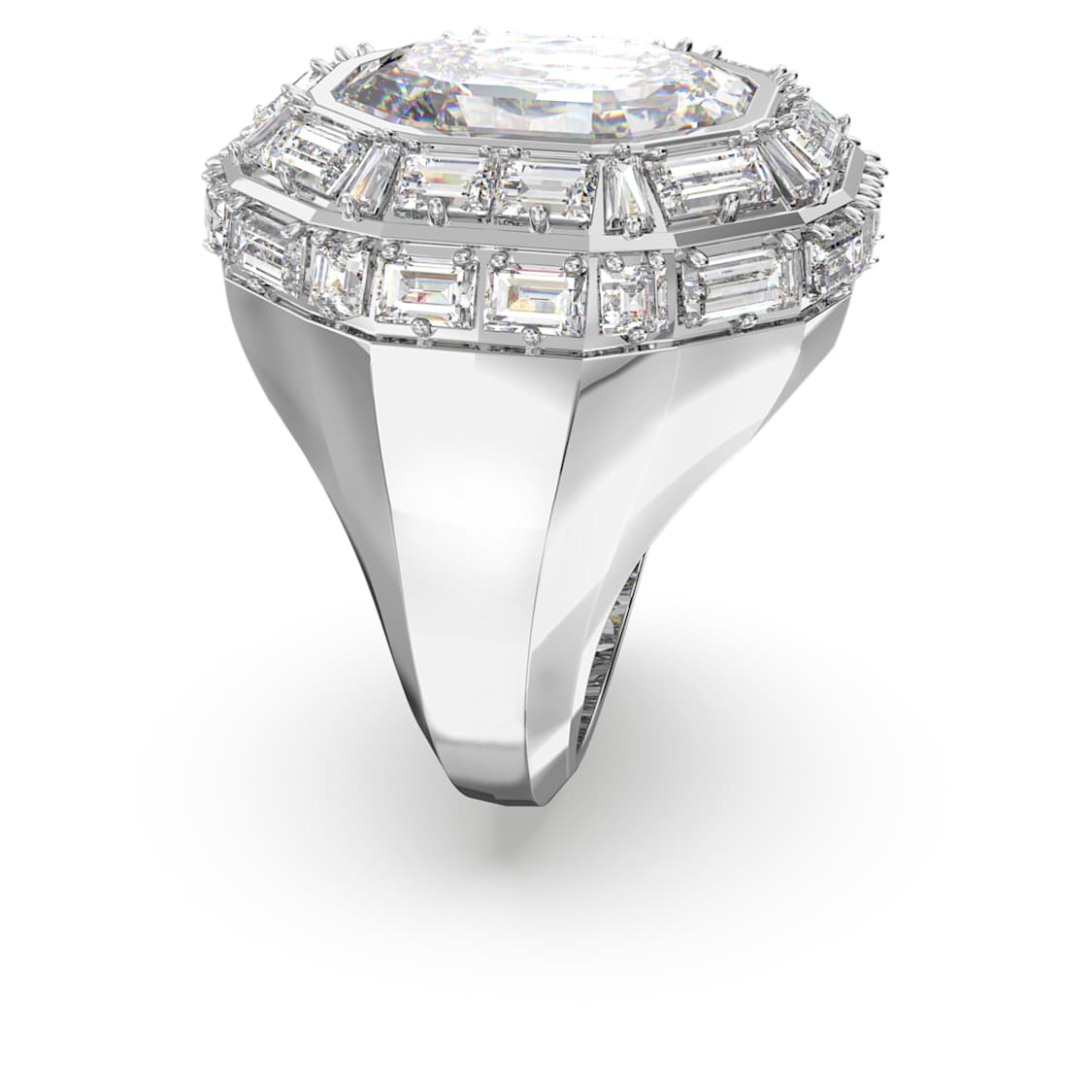 Mesmera cocktail ring, Octagon cut, White, Rhodium plated by SWAROVSKI