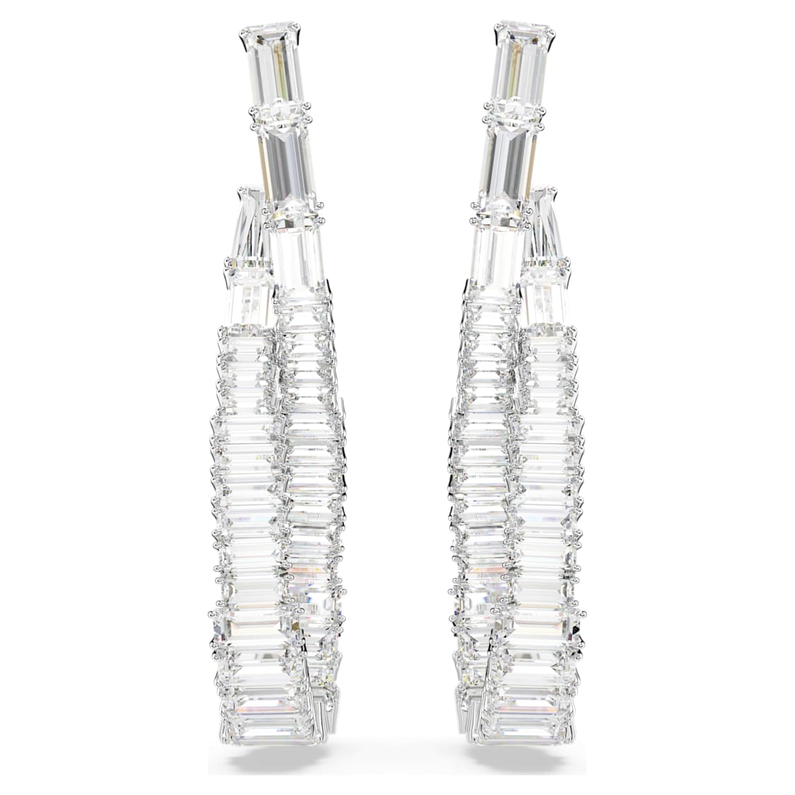 Hyperbola drop earrings, Infinity, White, Rhodium plated by SWAROVSKI