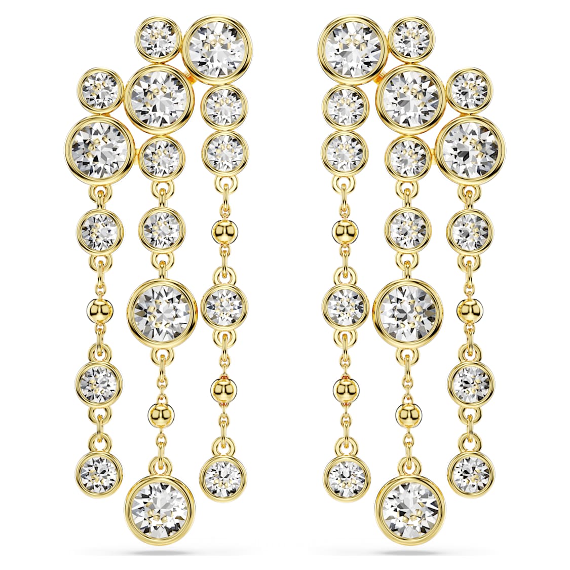 Imber drop earrings, Round cut, Chandelier, White, Gold-tone plated by SWAROVSKI