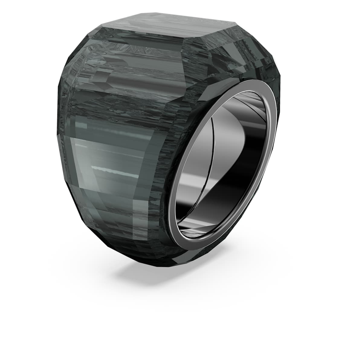 Lucent cocktail ring, Black, Ruthenium plated by SWAROVSKI