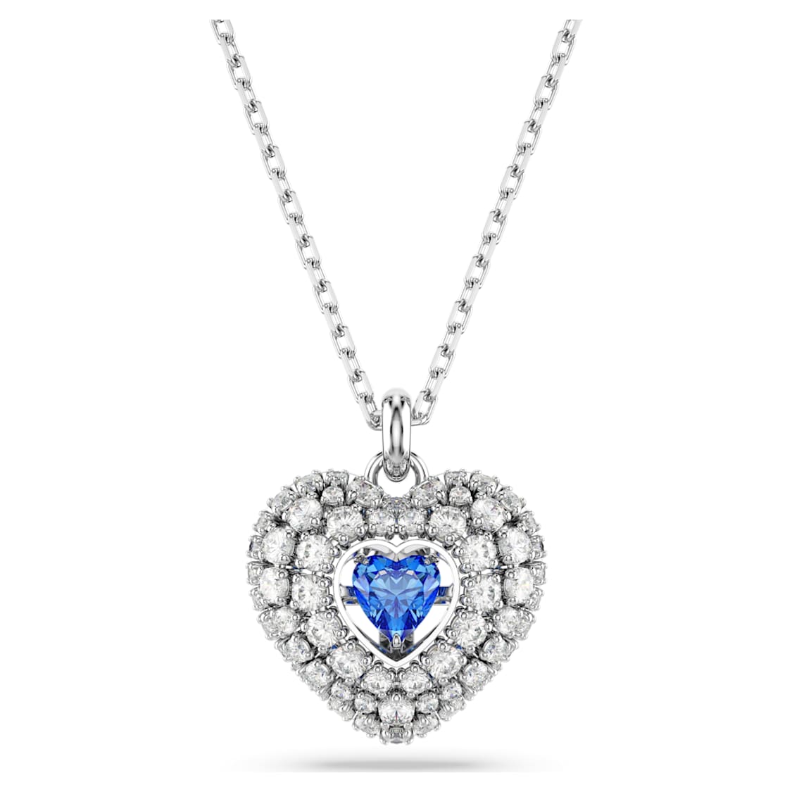 Idyllia pendant, Heart, Blue, Rhodium plated by SWAROVSKI