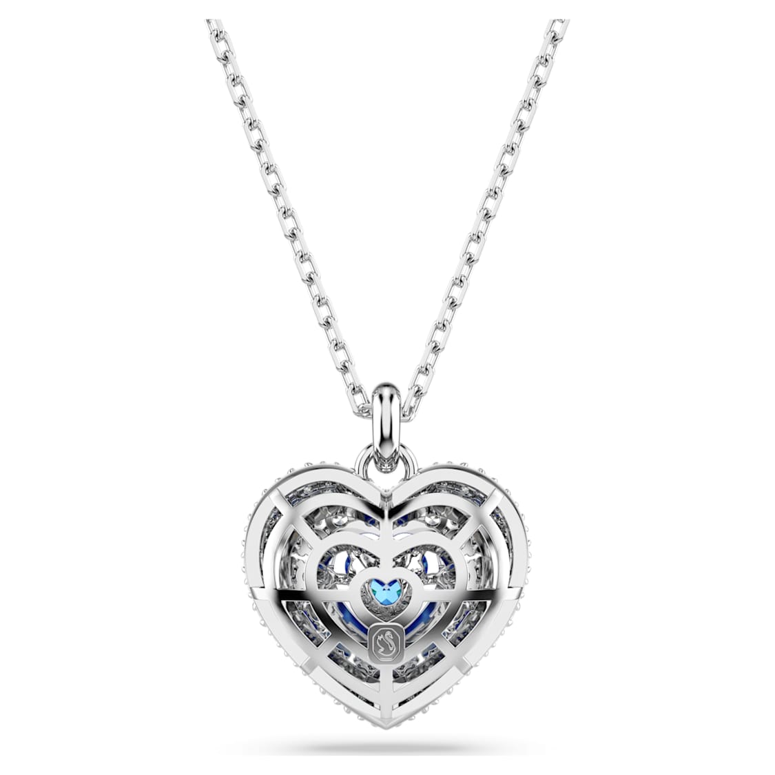 Colgante Idyllia, Corazón, Azul, Baño de rodio - Swarovski, 5680403