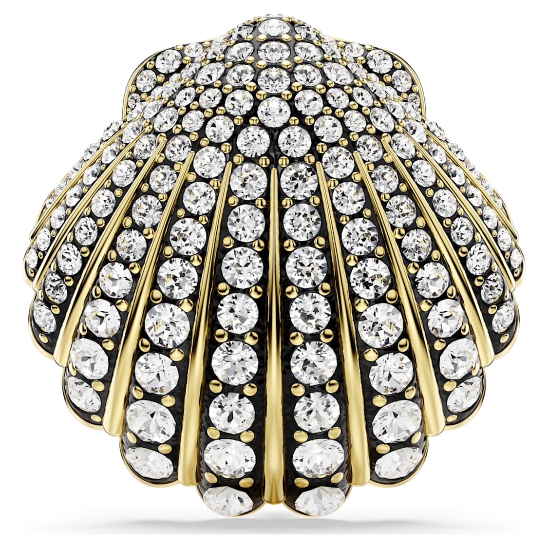 Idyllia brooch, Shell, White, Gold-tone plated by SWAROVSKI
