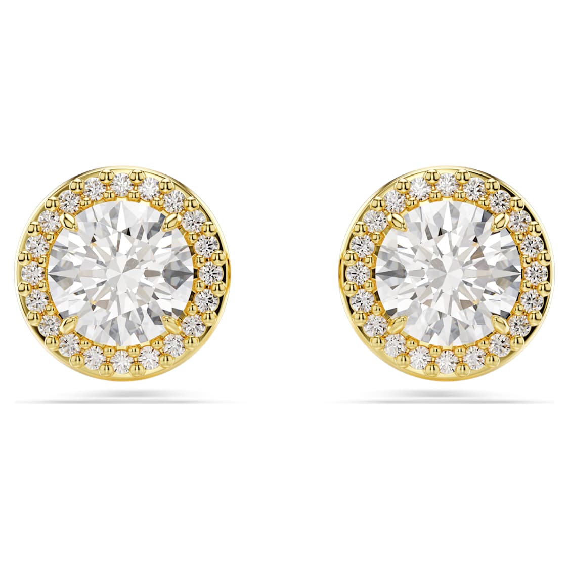 Una Angelic stud earrings, Round cut, Gold tone, Gold-tone plated by SWAROVSKI