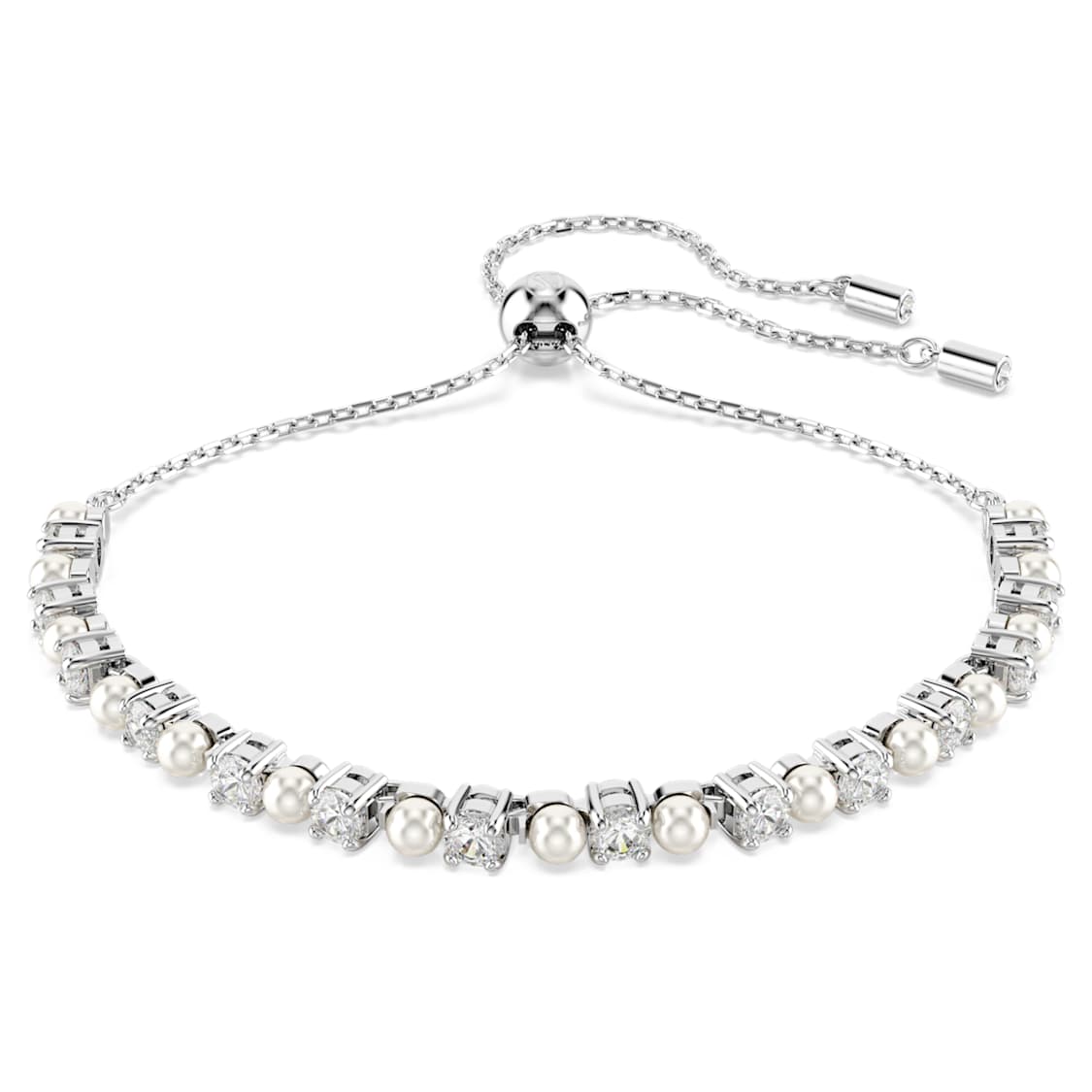 Matrix bracelet, Crystal pearl, Round cut, White, Rhodium plated by SWAROVSKI