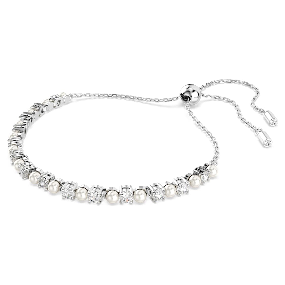 Matrix bracelet, Crystal pearl, Round cut, White, Rhodium plated by SWAROVSKI