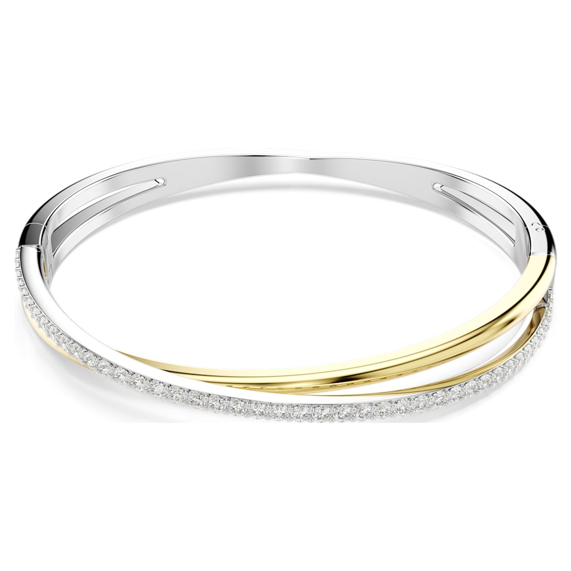 Hyperbola bangle, Round cut, White, Mixed metal finish by SWAROVSKI
