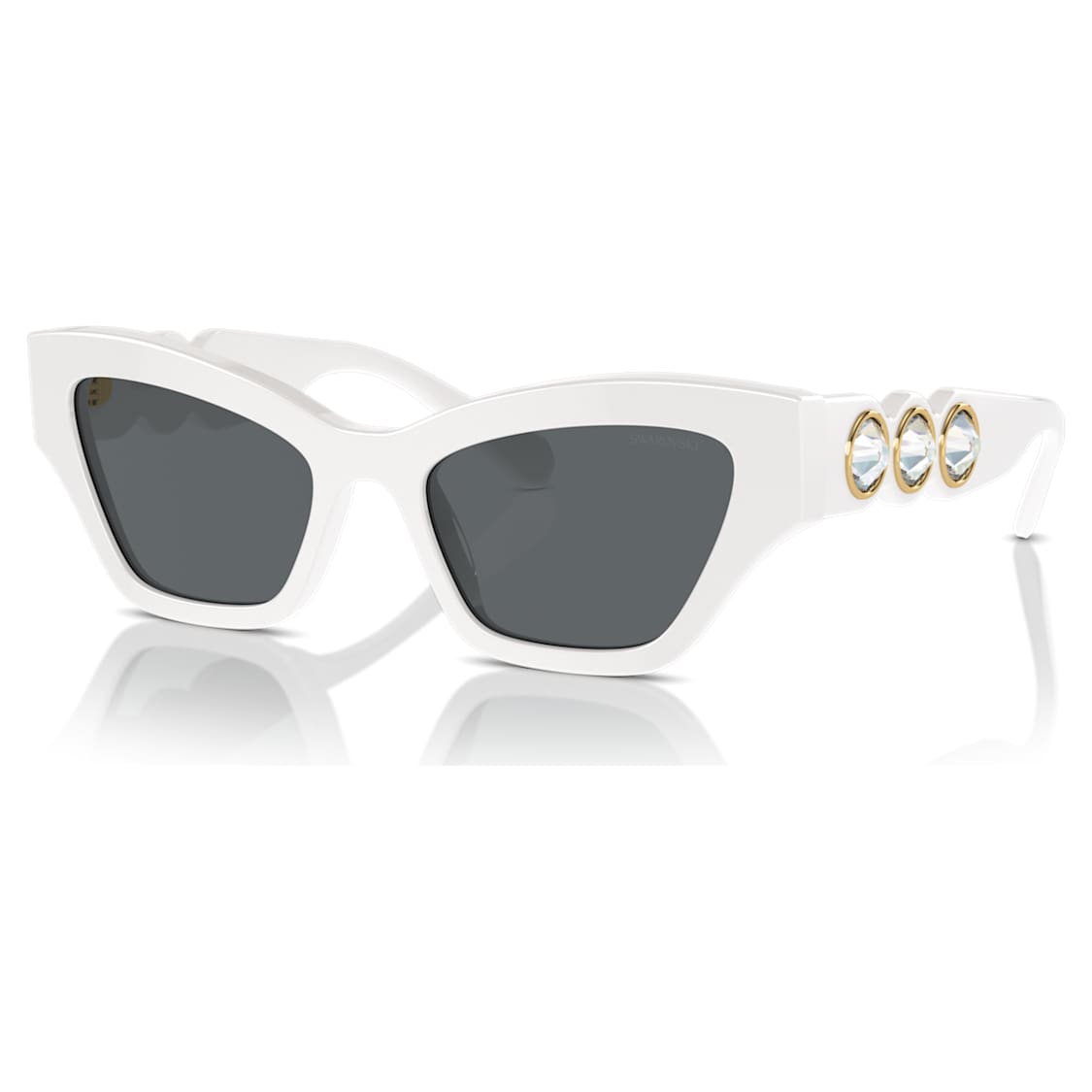Sunglasses, Cat-eye shape, White by SWAROVSKI