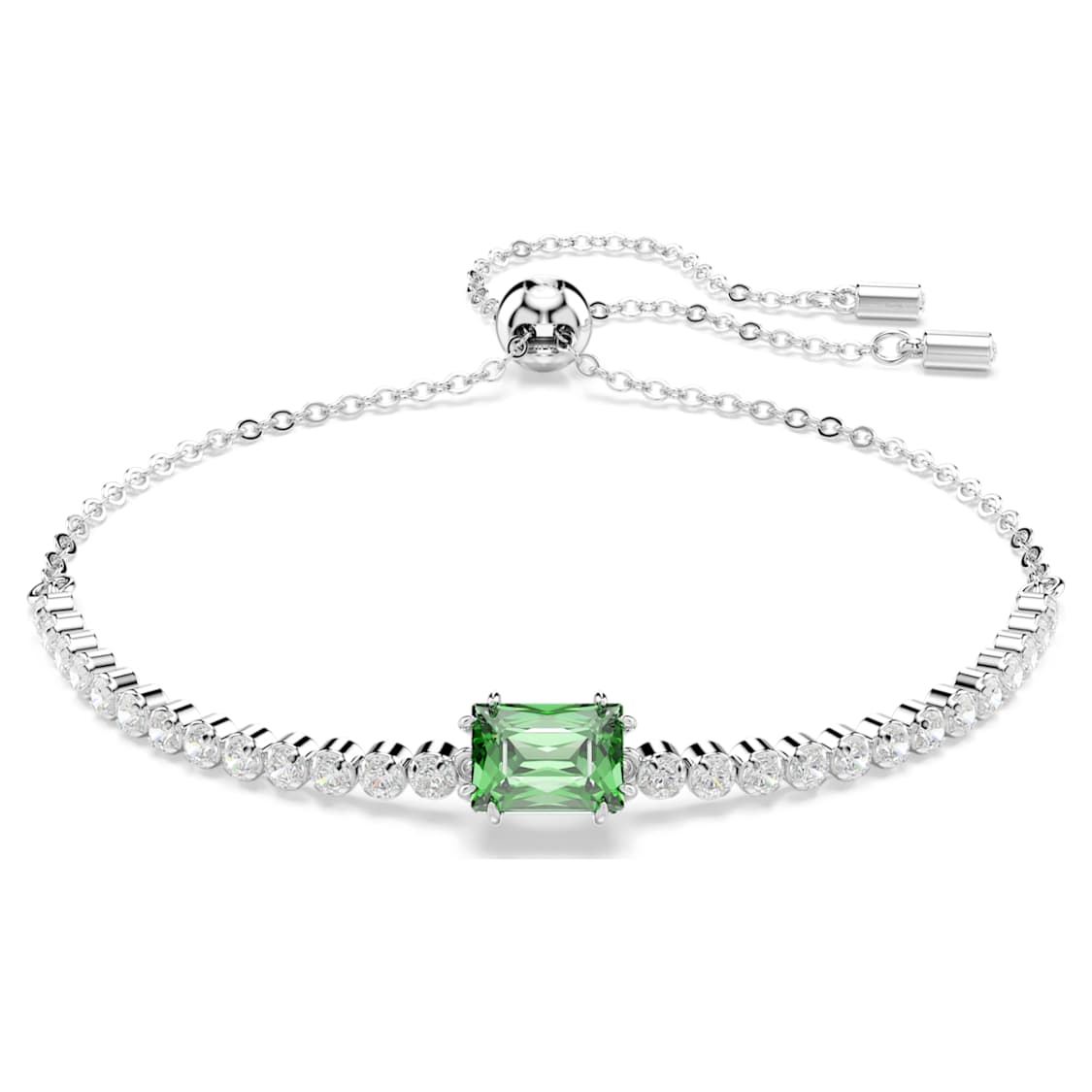 Matrix bracelet, Mixed cuts, Green, Rhodium plated by SWAROVSKI