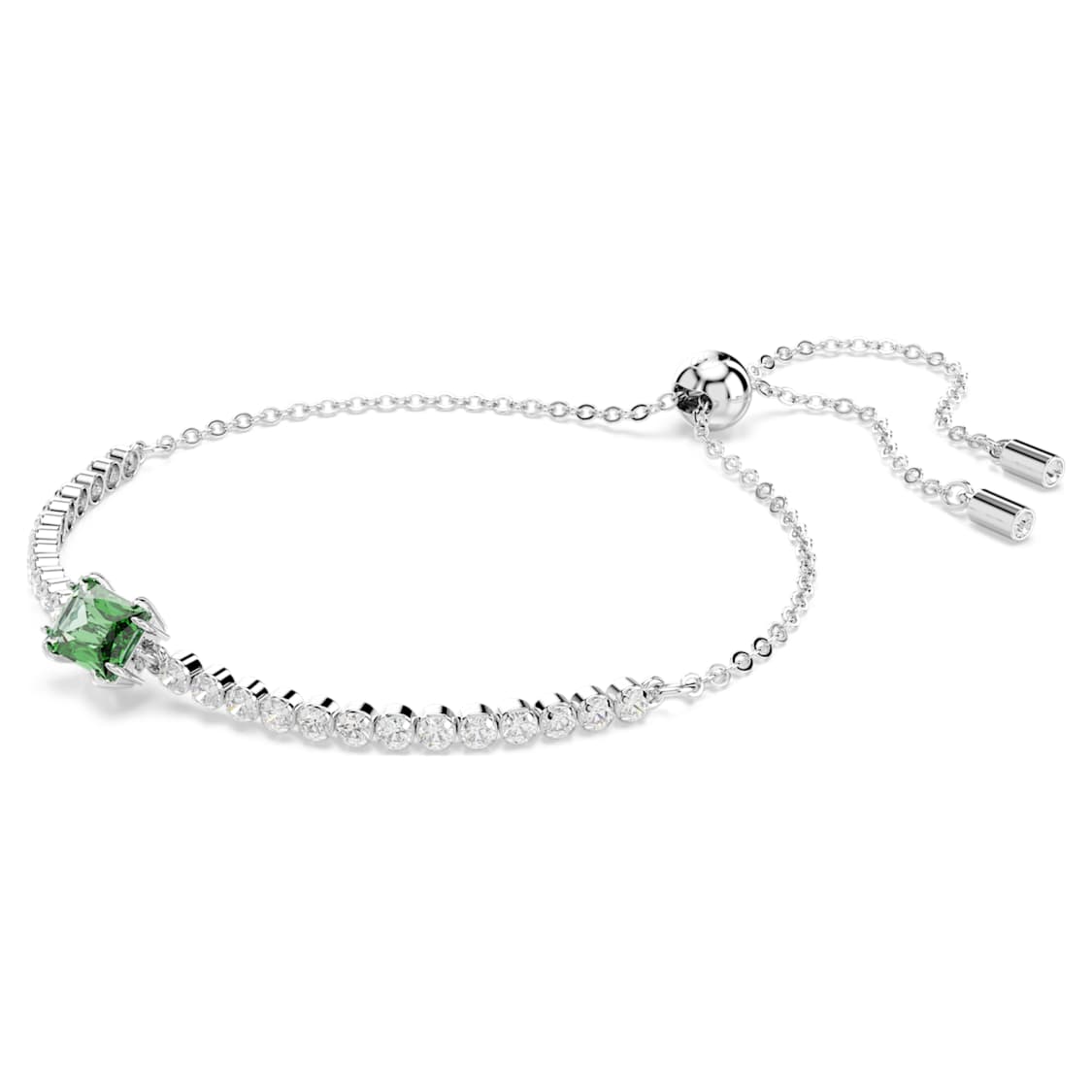 Matrix bracelet, Mixed cuts, Green, Rhodium plated by SWAROVSKI