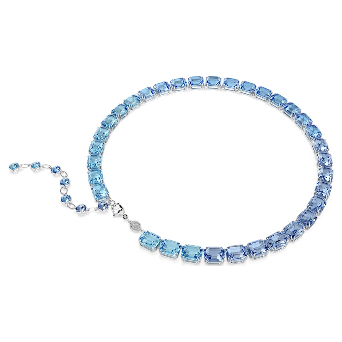 Millenia necklace, Octagon cut, Colour gradient, Blue, Rhodium plated by SWAROVSKI