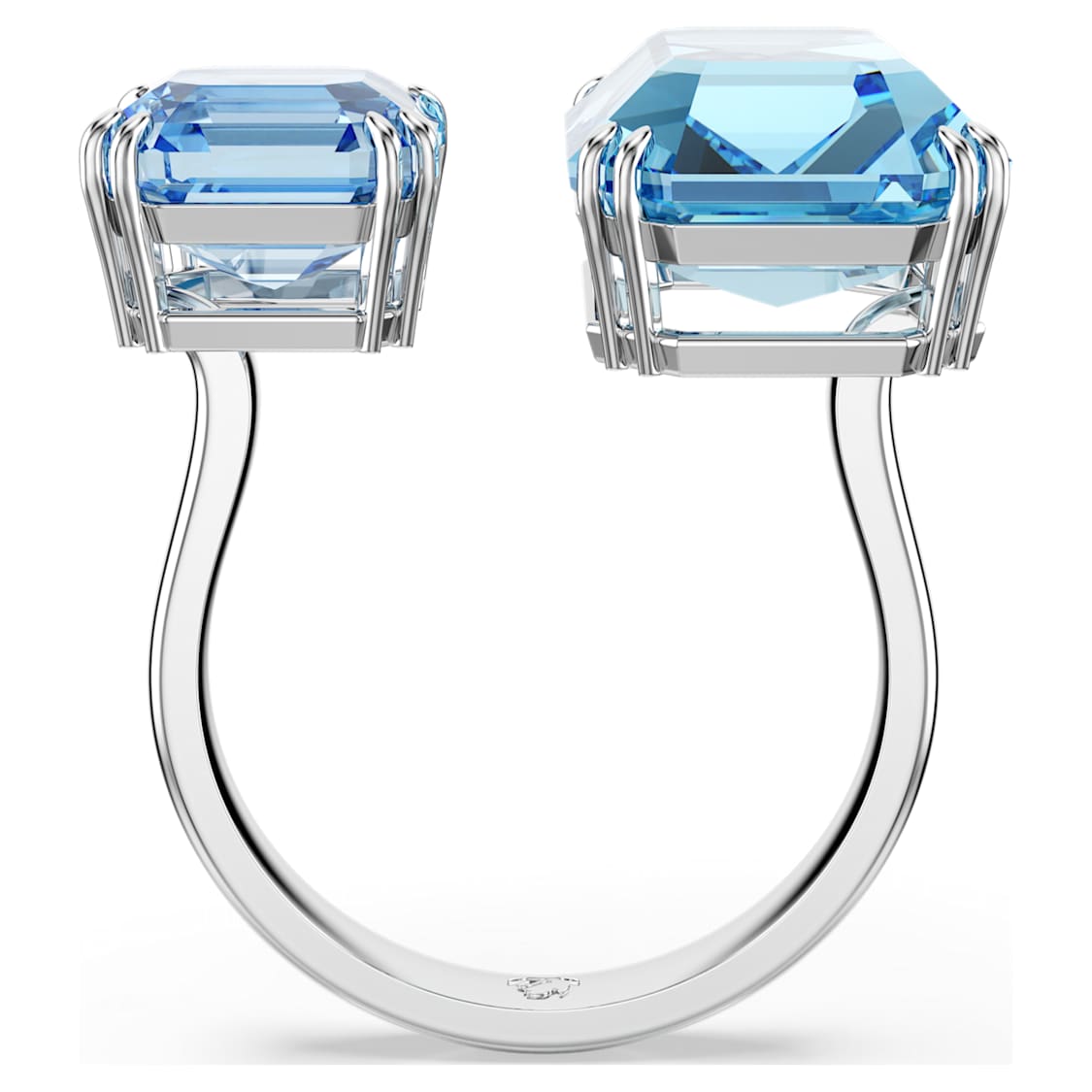 Millenia open ring, Octagon cut, Blue, Rhodium plated - Swarovski, 5694141