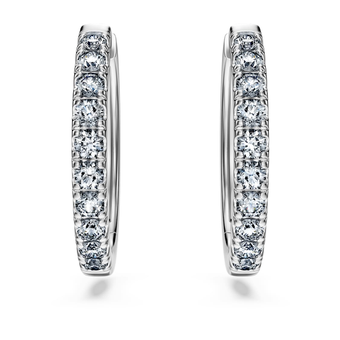 Eternity hoop earrings, Lab-grown diamonds 0.5 ct tw, Round shape, Large, 14K white gold by SWAROVSKI