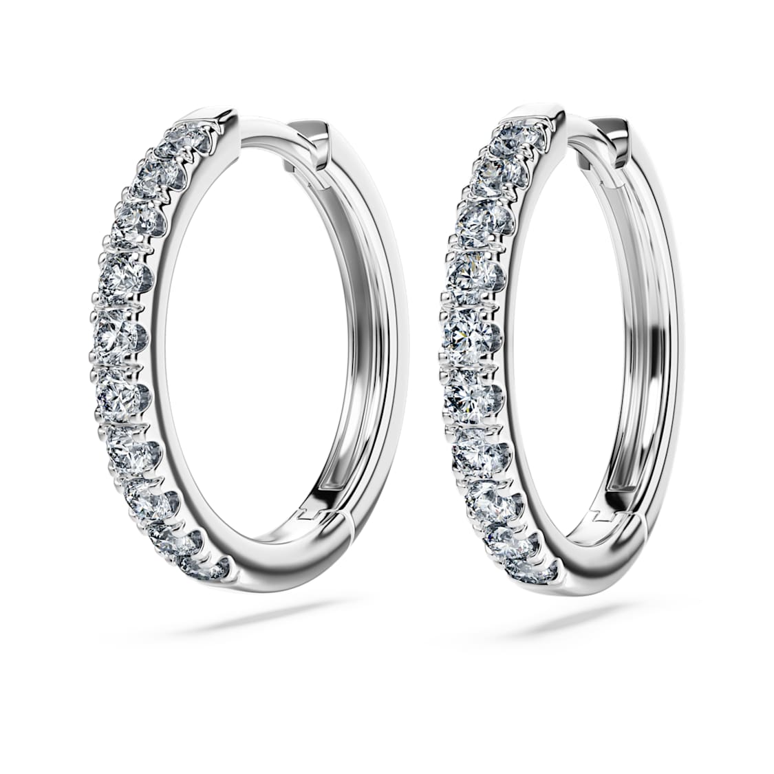 Eternity hoop earrings, Lab-grown diamonds 0.5 ct tw, Round shape, Large, 14K white gold by SWAROVSKI