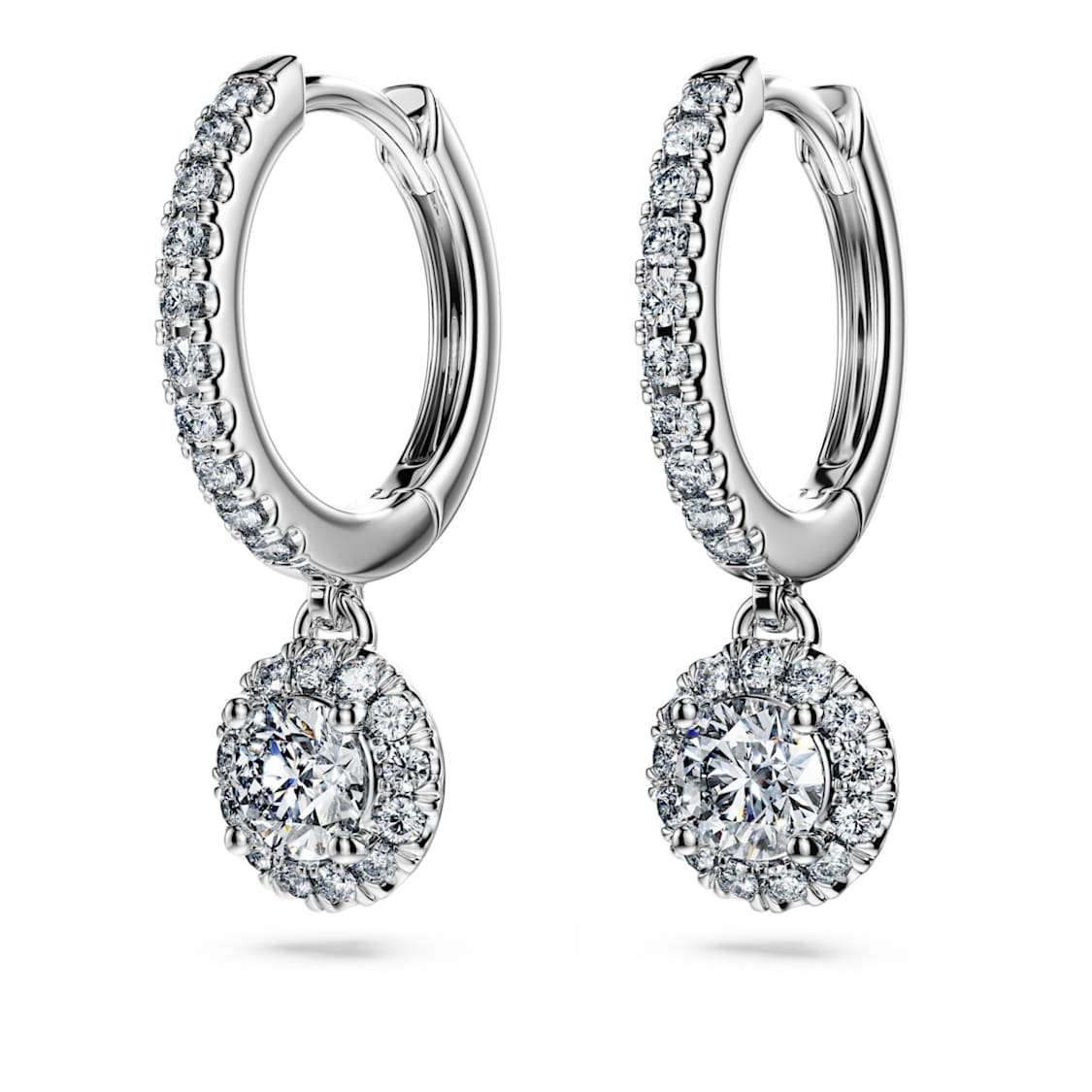 Eternity drop earrings, Lab-grown diamonds 1.1 ct tw, Round shape, 14K white gold by SWAROVSKI