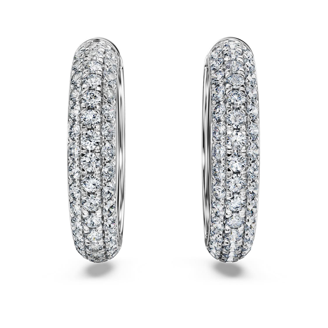 Eternity hoop earrings, Lab-grown diamonds 2 ct tw, Round shape, 14K white gold by SWAROVSKI