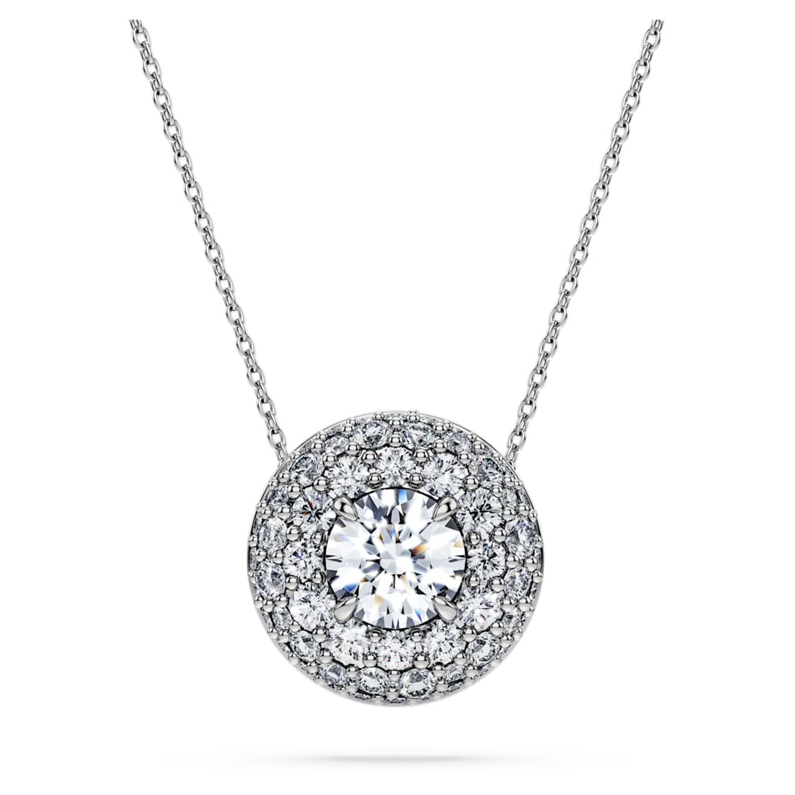 Eternity halo solitaire pendant, Lab-grown diamonds 2 ct tw, Round shape, 14K white gold by SWAROVSKI