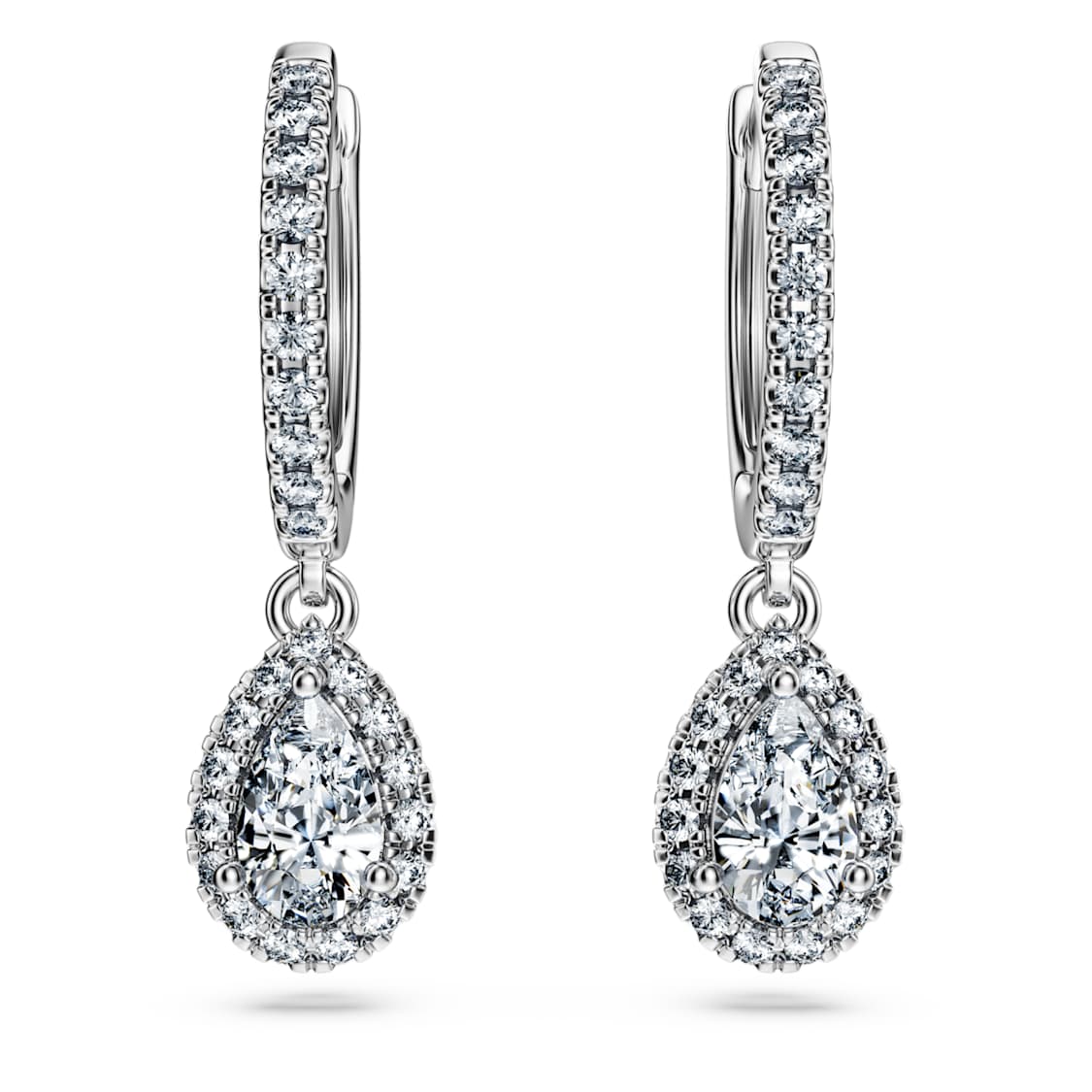 Eternity drop earrings, Lab-grown diamonds 1.25 ct tw, Pear shape, 14K white gold by SWAROVSKI