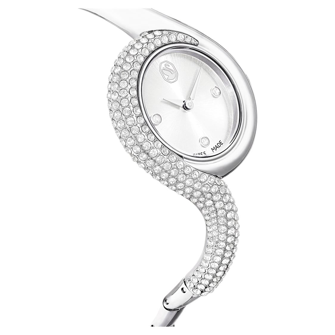 Dextera asymmetric watch, Swiss Made, Metal bracelet, Silver Tone, Stainless steel by SWAROVSKI