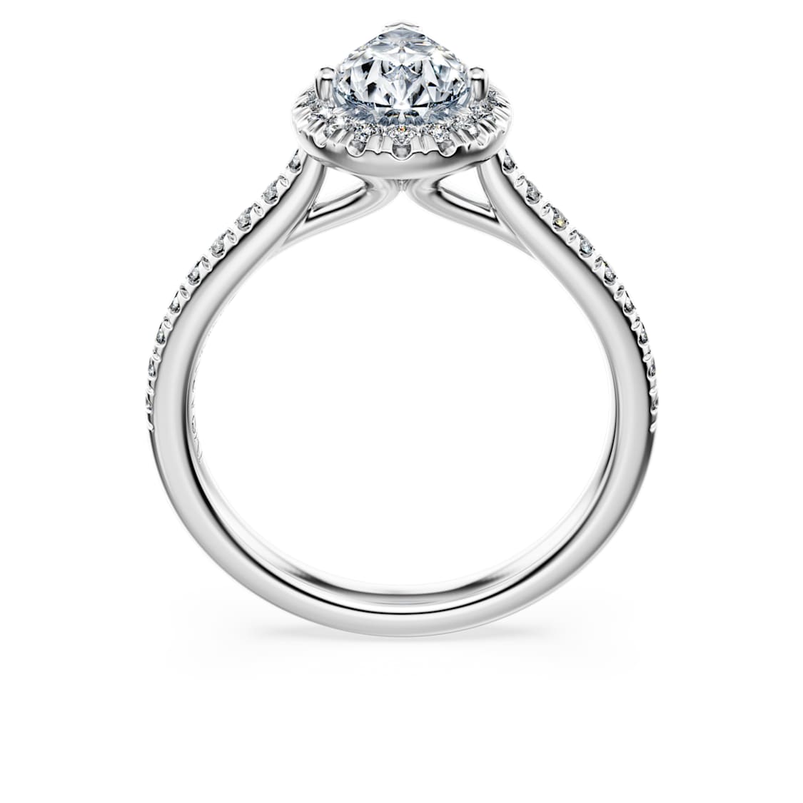 Eternity halo solitaire ring, Lab-grown diamonds 1.3 ct tw, Pear shape, 14K white gold by SWAROVSKI