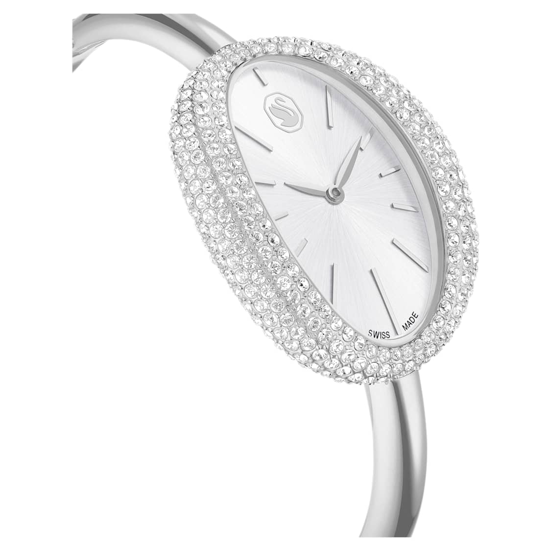 Imber bangle watch, Swiss Made, Metal bracelet, Silver tone, Stainless steel by SWAROVSKI