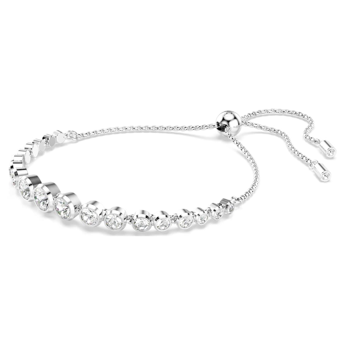 Imber bracelet, Mixed round cuts, White, Rhodium plated by SWAROVSKI